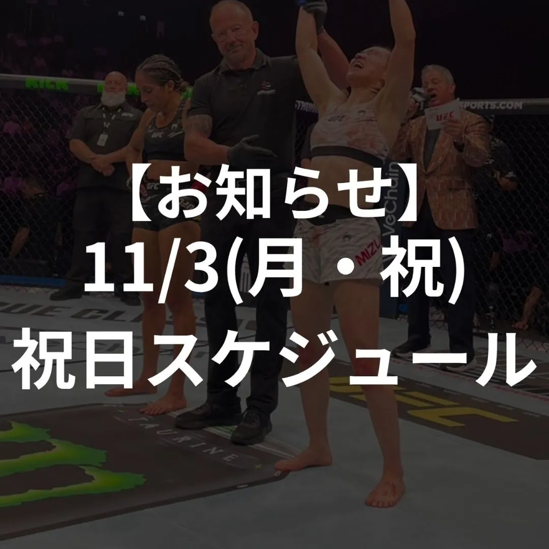 【お知らせ】11/3(月・祝)のスケジュールについて